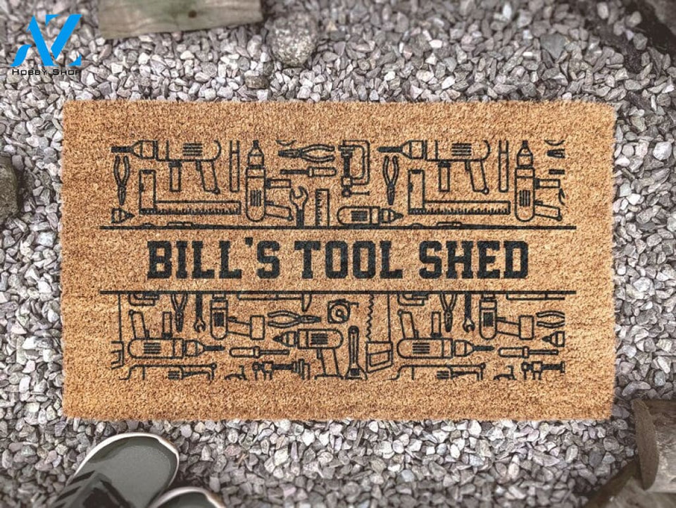 Custom Name Tool Shed Doormat - Gift For Him - Father's Day Gift - Gift For Husband - Man Cave Door Mat