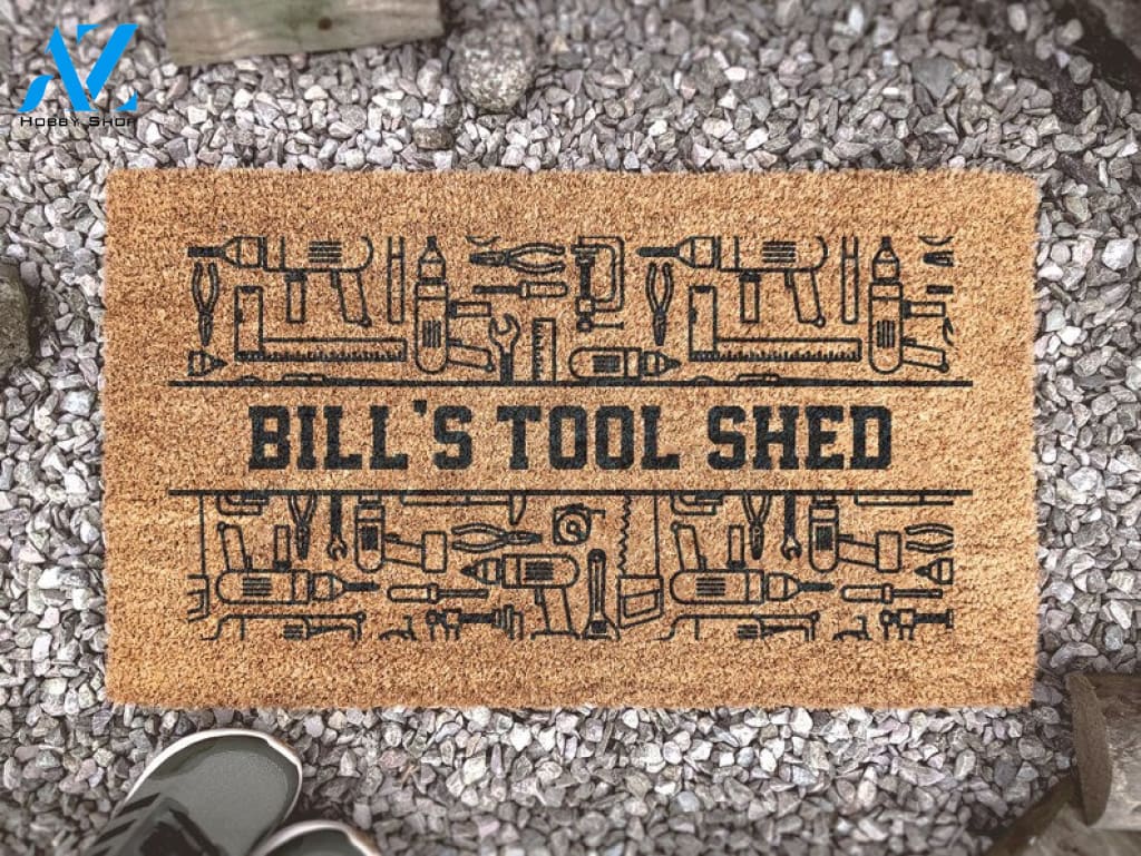 Custom Name Tool Shed Doormat - Gift For Him - Father's Day Gift - Gift For Husband - Man Cave Door Mat