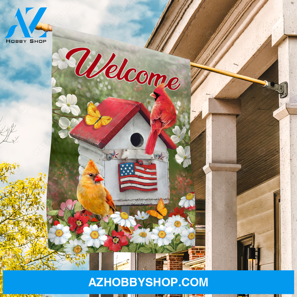 Cute birdhouse, Cardinal painting, Daisy garden, Jasmine flower, Welcome - Jesus Flag