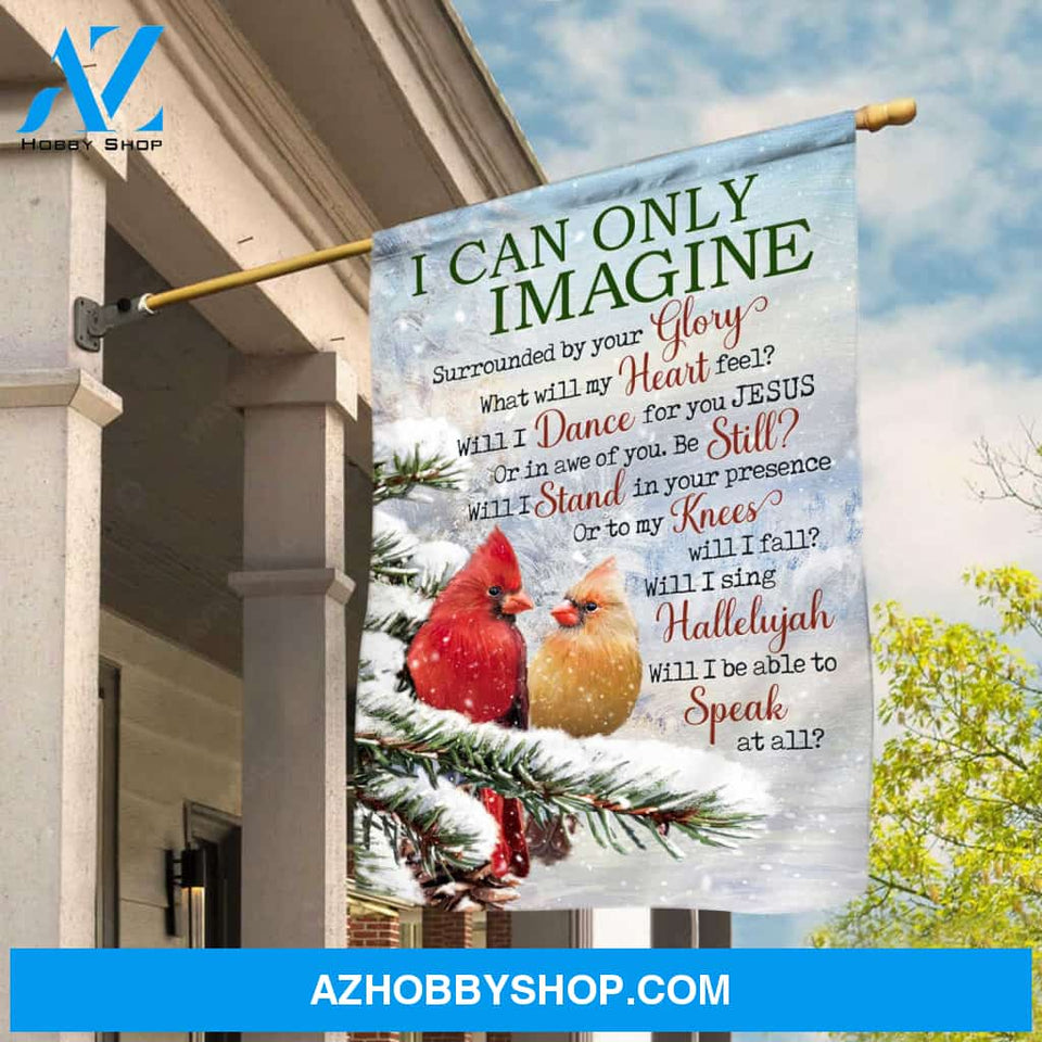 Cute cardinal, Frozen forest painting, Winter artwork, I can only imagine - Jesus Flag