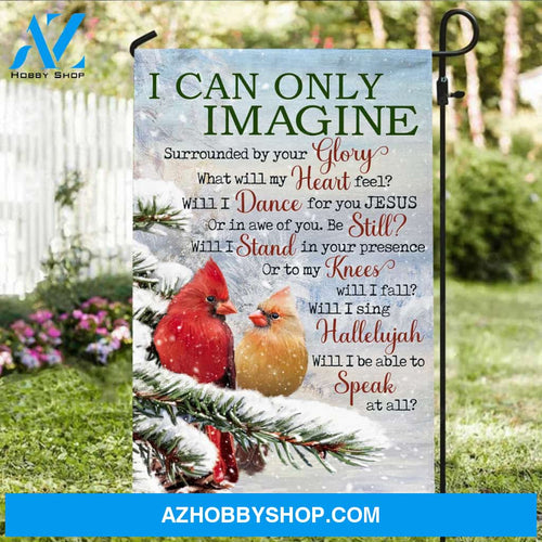 Cute cardinal, Frozen forest painting, Winter artwork, I can only imagine - Jesus Flag