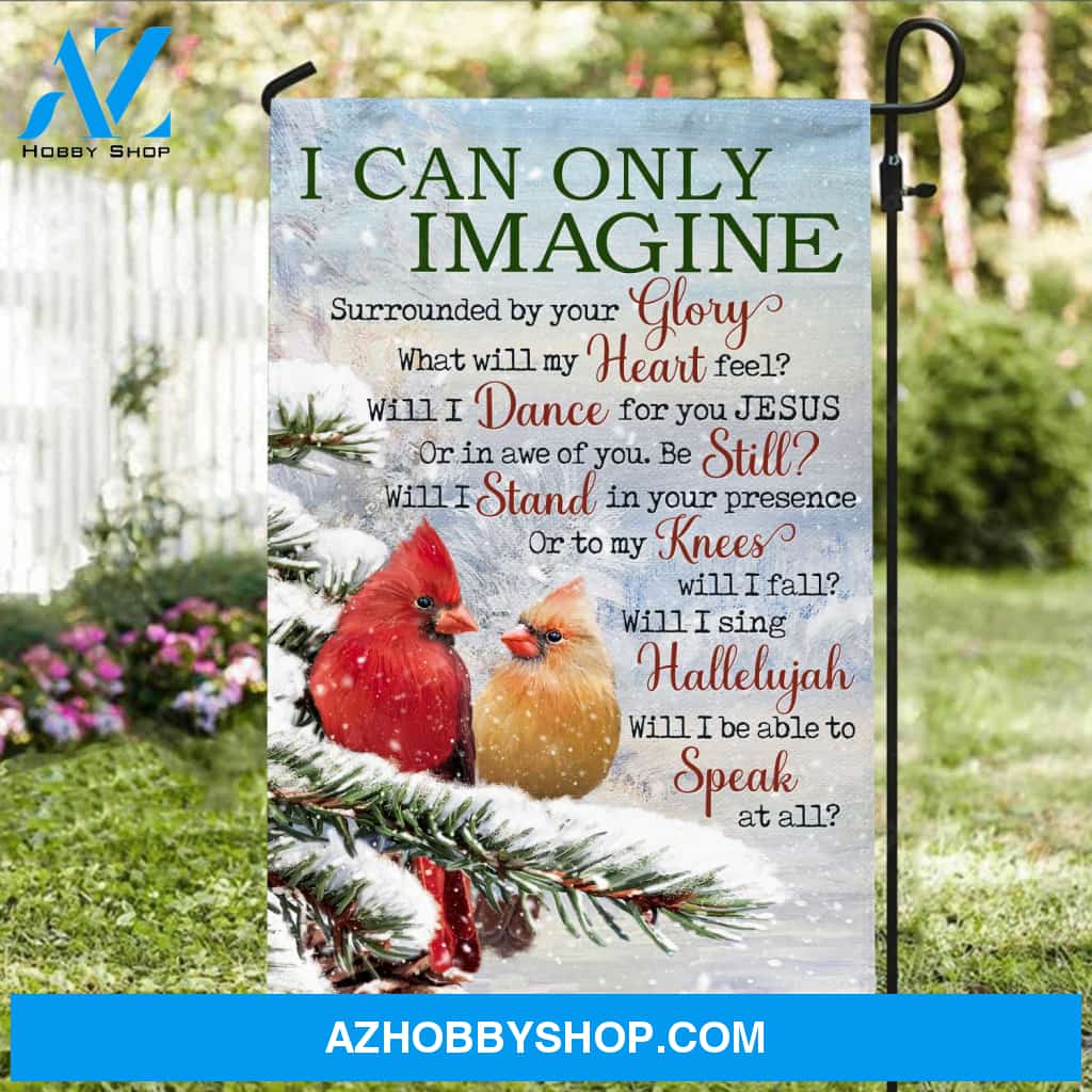 Cute cardinal, Frozen forest painting, Winter artwork, I can only imagine - Jesus Flag