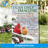 Cute cardinal, Frozen forest painting, Winter artwork, I can only imagine - Jesus Flag