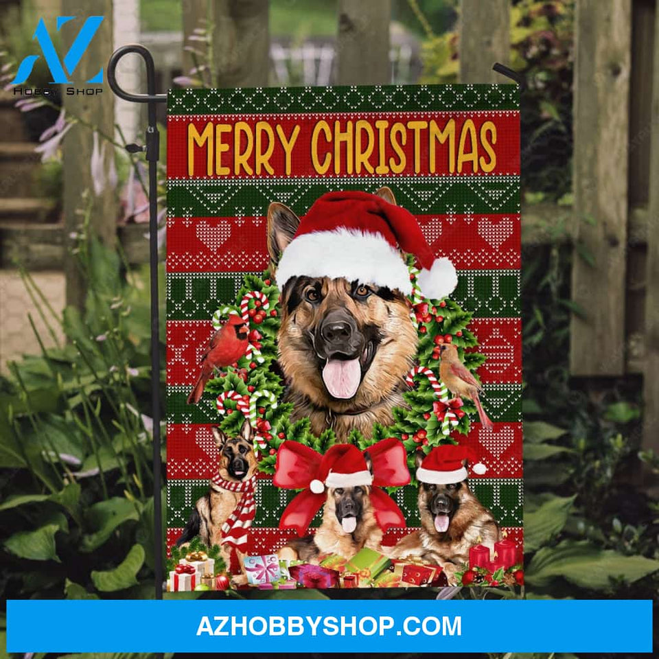 Cute German Shepherd, Christmas vibe, Home Decor, Merry Christmas - Jesus Flag