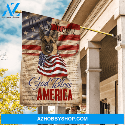 Cute German shepherd dog, Amazing US flag, God bless America - Jesus Flag