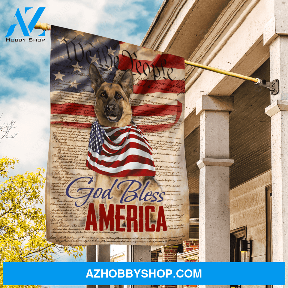 Cute German shepherd dog, Amazing US flag, God bless America - Jesus Flag