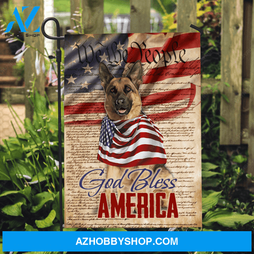 Cute German shepherd dog, Amazing US flag, God bless America - Jesus Flag