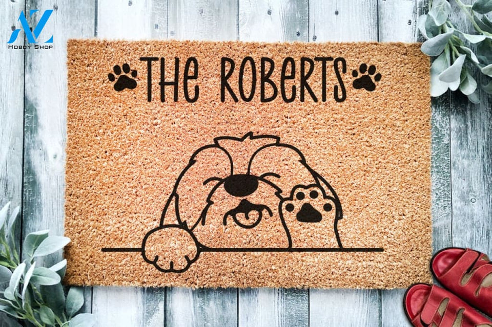 Cute Shih Tzu Personalized Doormat Toy Dog Terrier Dog Custom Doormat Welcome Mat Housewarming Last Name Doormat