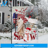 Cute snowman, Beautiful winter painting, Amazing Jesus, Stunning flag, Let it snow - Jesus Flag