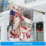 Cute snowman, Beautiful winter painting, Amazing Jesus, Stunning flag, Let it snow - Jesus Flag