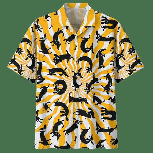 Dachshund Summer   Yellow Unique Design Unisex Hawaiian Shirt For Men And Women Dhc17064066