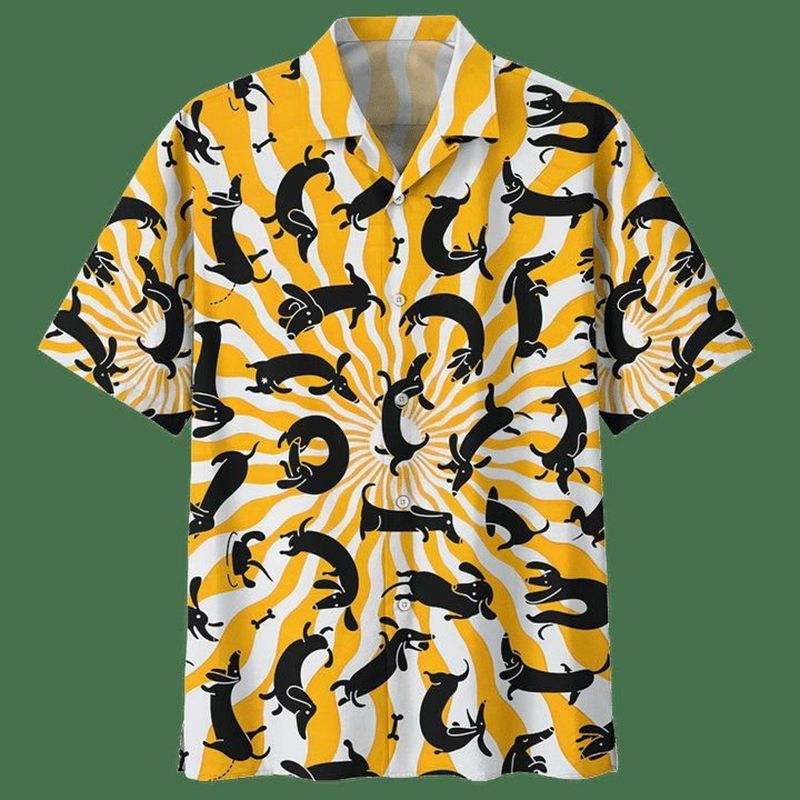 Dachshund Summer   Yellow Unique Design Unisex Hawaiian Shirt For Men And Women Dhc17064066