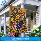 Dachshund dog, Sunflower garden, Pawprint, USA flag - Jesus Flag