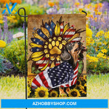 Dachshund dog, Sunflower garden, Pawprint, USA flag - Jesus Flag