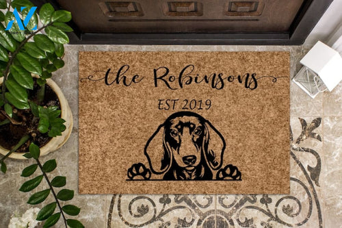 Dachshund Wiener Dog Personalized Doormat Custom Doormat Welcome Mat Housewarming Gift Last Name Door Mat Puppy