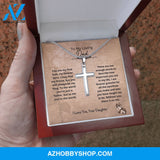 Dad - The World Cross Necklace - From Daughter Silver Cross Necklace