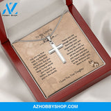 Dad - The World Cross Necklace - From Daughter Silver Cross Necklace