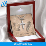 Dad - The World Cross Necklace - From Daughter Silver Cross Necklace