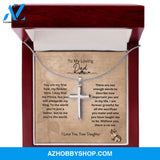 Dad - The World Cross Necklace - From Daughter Silver Cross Necklace
