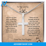 Dad - The World Cross Necklace - From Daughter Silver Cross Necklace