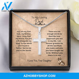Dad - The World Cross Necklace - From Daughter Silver Cross Necklace