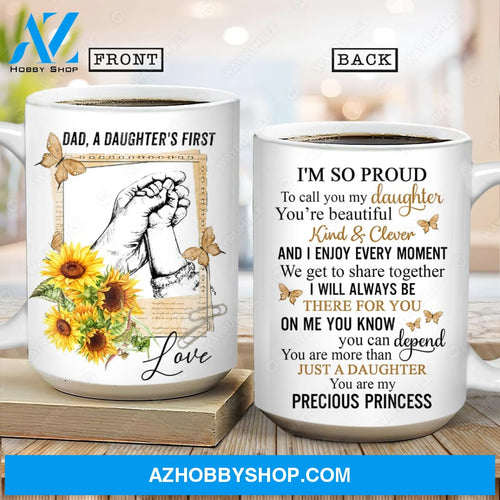 Dad to daughter, Holding little hand, Sunflower, You are my precious princess - Family AOP Mug