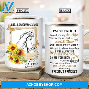 Dad to daughter, Holding little hand, Sunflower, You are my precious princess - Family AOP Mug