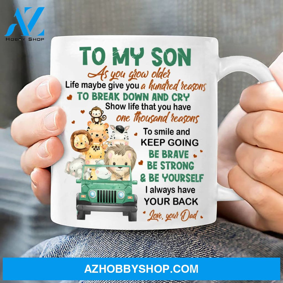 Dad to son, Cute animal, I always have your back - Family White Mug