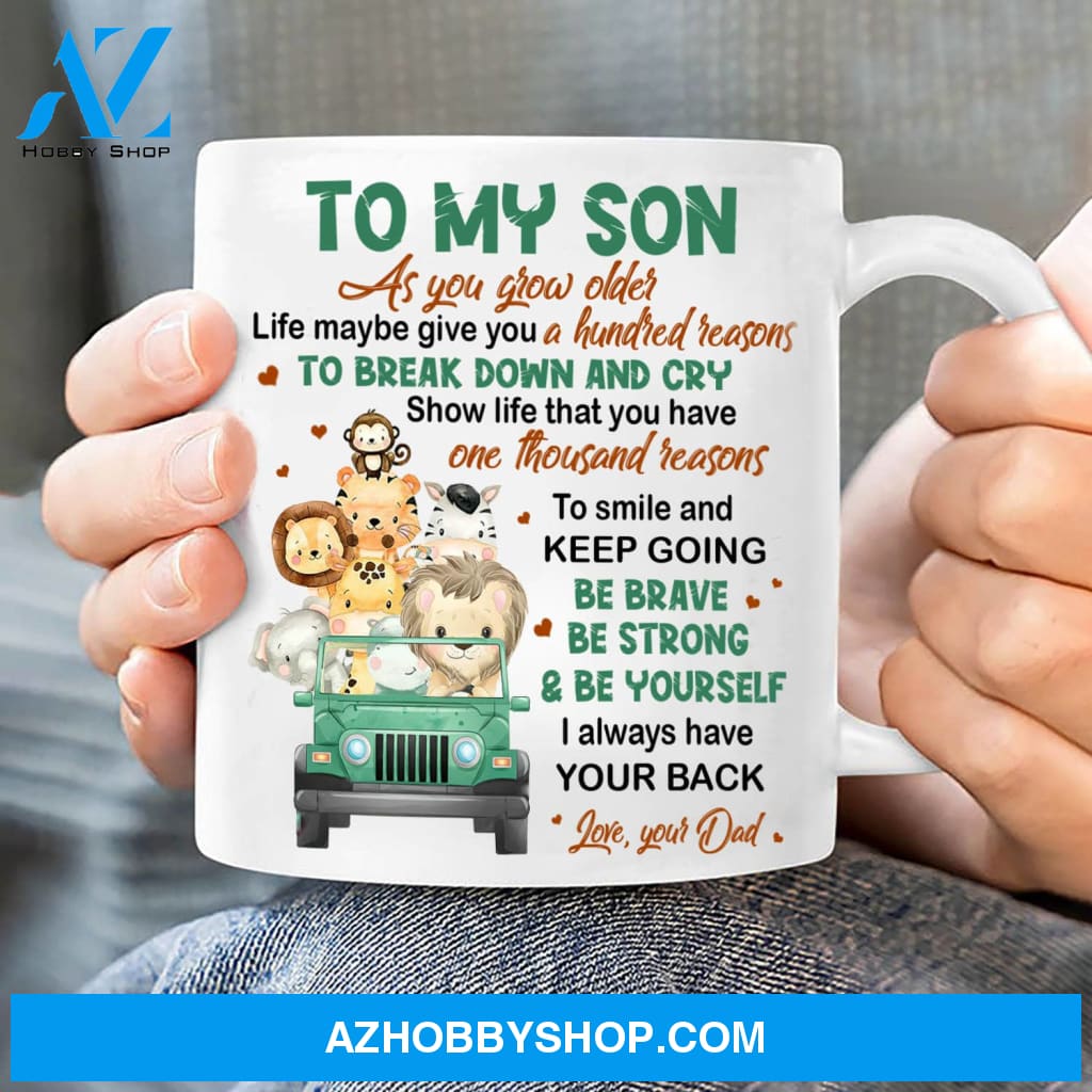Dad to son, Cute animal, I always have your back - Family White Mug