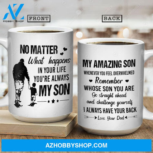 Dad to son, Holding hand, Black and white painting, I always have your back - Family White Mug