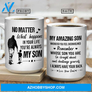 Dad to son, Holding hand, Black and white painting, I always have your back - Family White Mug