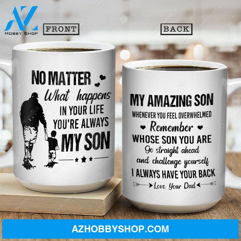 Dad to son, Holding hand, Black and white painting, I always have your back - Family White Mug