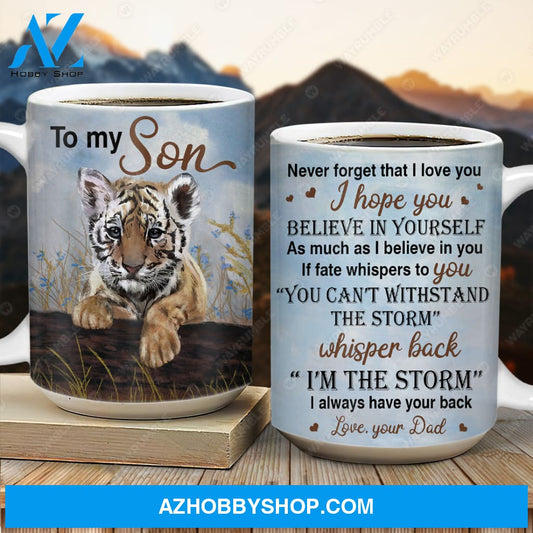 Dad to son, Tiger cub, Tiger painting, I always have your back - Family AOP Mug