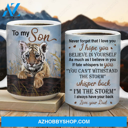 Dad to son, Tiger cub, Tiger painting, I always have your back - Family AOP Mug