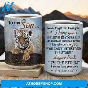 Dad to son, Tiger cub, Tiger painting, I always have your back - Family AOP Mug