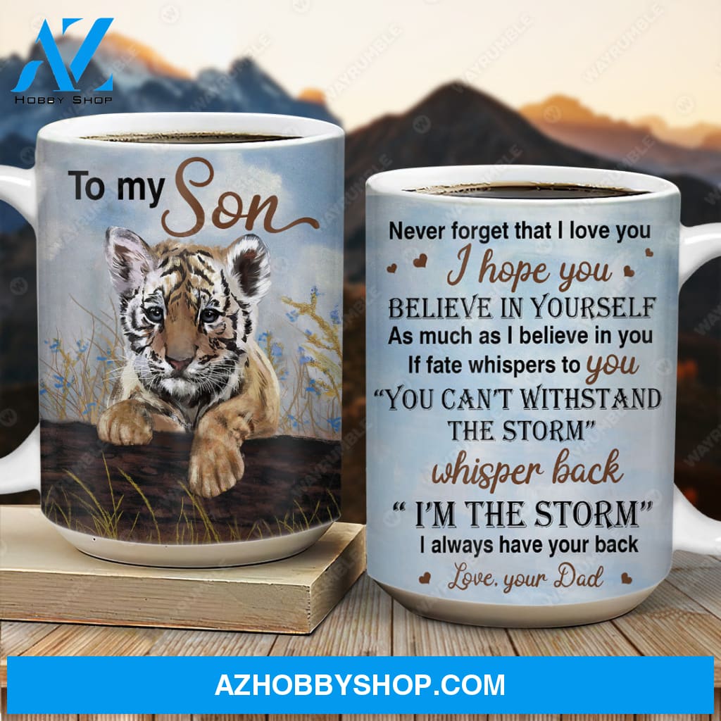 Dad to son, Tiger cub, Tiger painting, I always have your back - Family AOP Mug
