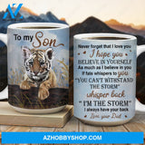 Dad to son, Tiger cub, Tiger painting, I always have your back - Family AOP Mug
