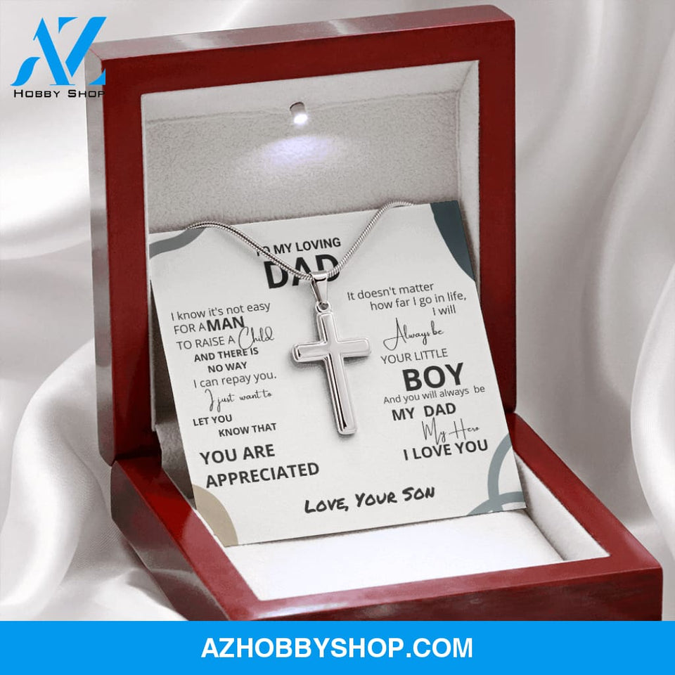 Dad - You Are Appreciated - Silver Cross Necklace
