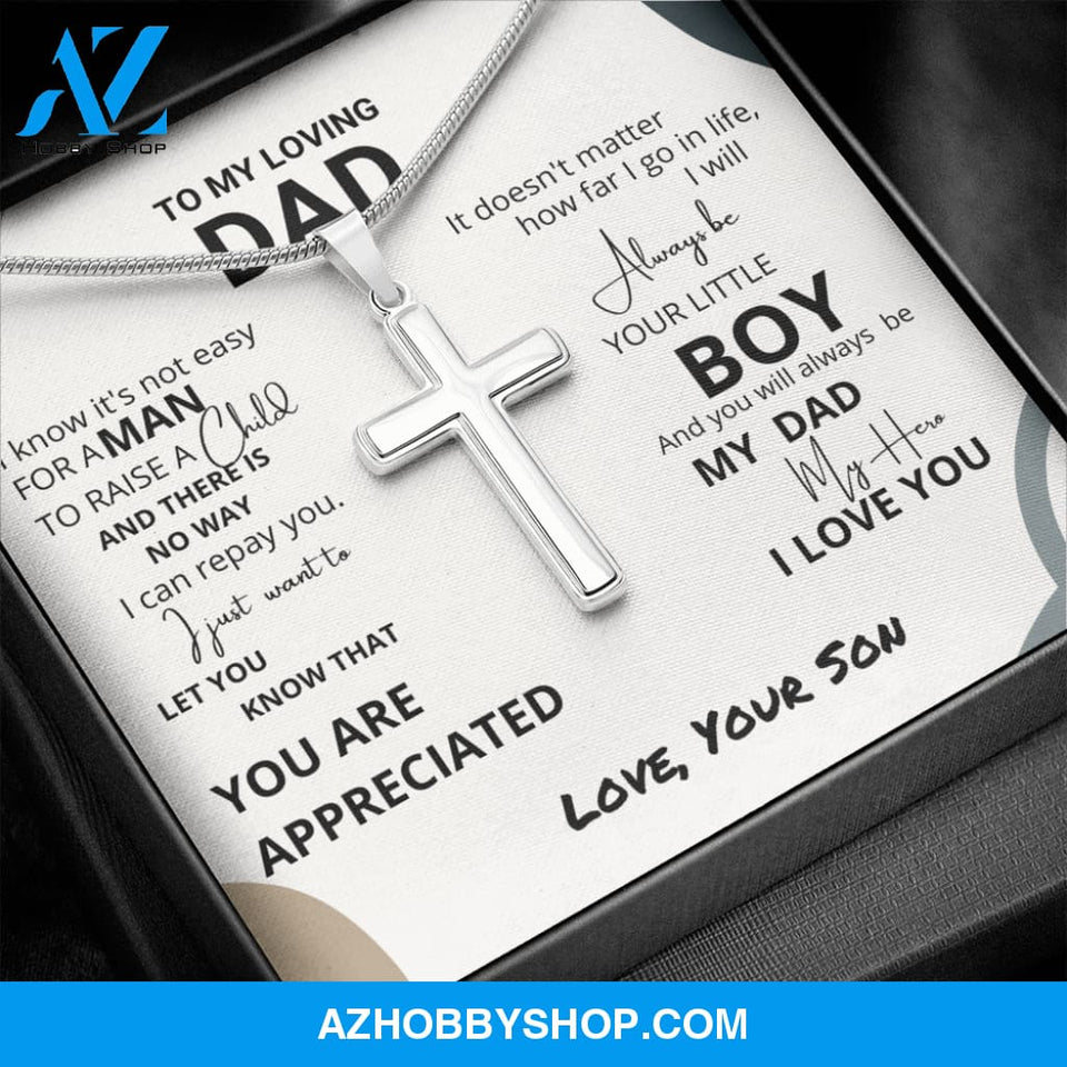Dad - You Are Appreciated - Silver Cross Necklace
