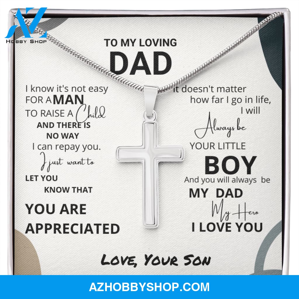 Dad - You Are Appreciated - Silver Cross Necklace