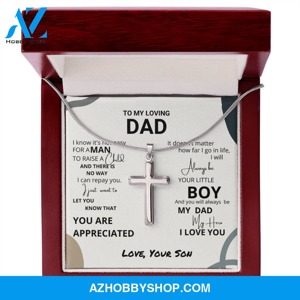 Dad - You Are Appreciated - Silver Cross Necklace