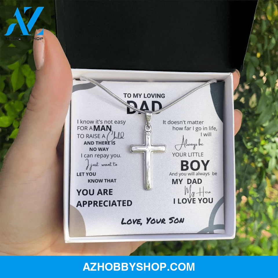 Dad - You Are Appreciated - Silver Cross Necklace