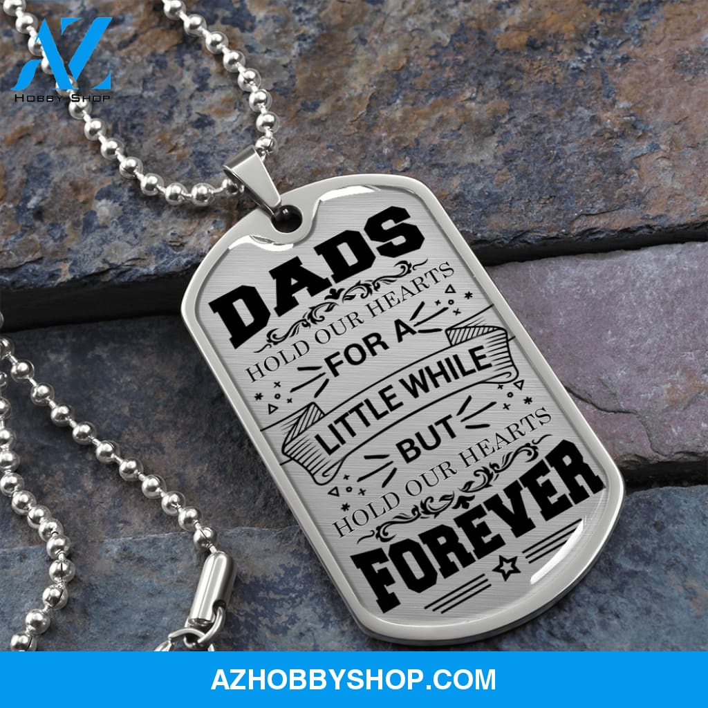 DADS Hold Our Hearts - Graphical Dog Tag & Ball chain (steel)