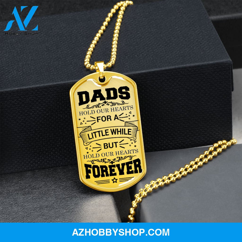DADS Hold Our Hearts - Graphical Dog Tag & Ball chain (steel)