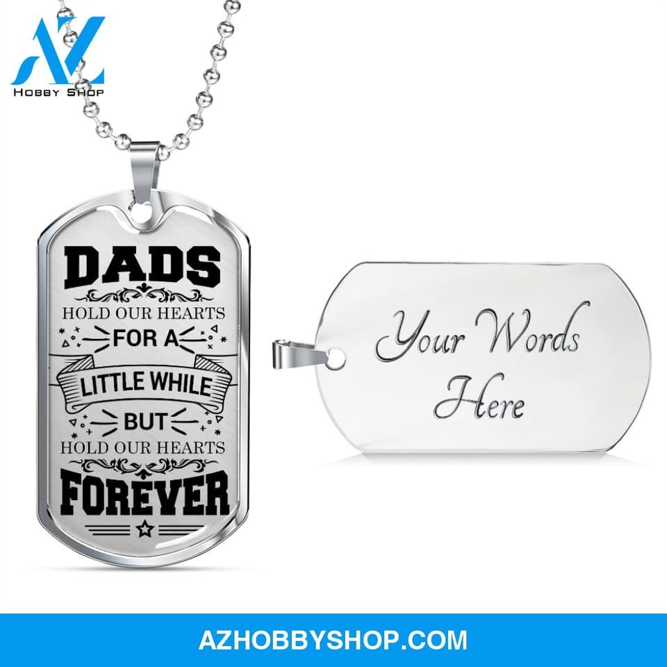 DADS Hold Our Hearts - Graphical Dog Tag & Ball chain (steel)