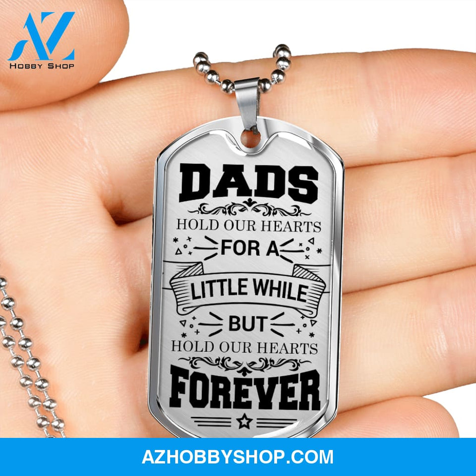 DADS Hold Our Hearts - Graphical Dog Tag & Ball chain (steel)