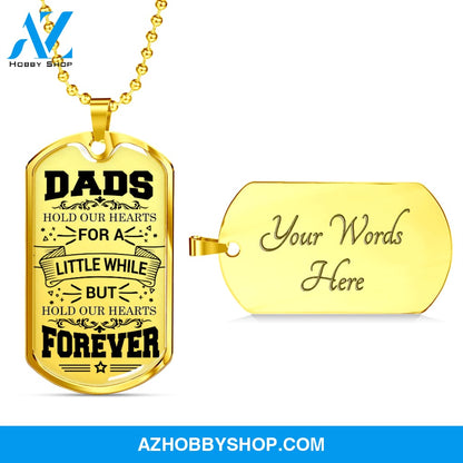 DADS Hold Our Hearts - Graphical Dog Tag & Ball chain (steel)