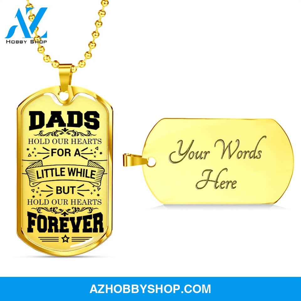DADS Hold Our Hearts - Graphical Dog Tag & Ball chain (steel)