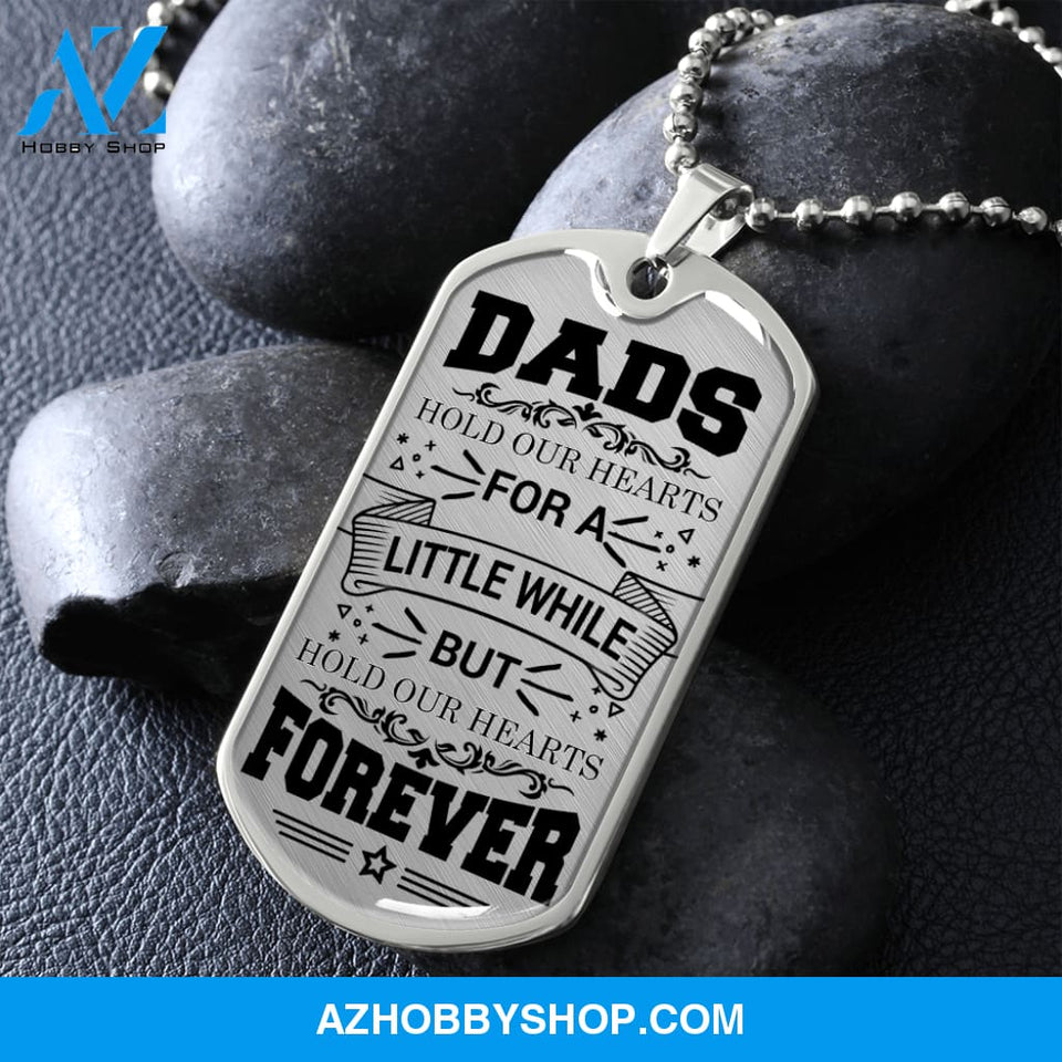 DADS Hold Our Hearts - Graphical Dog Tag & Ball chain (steel)
