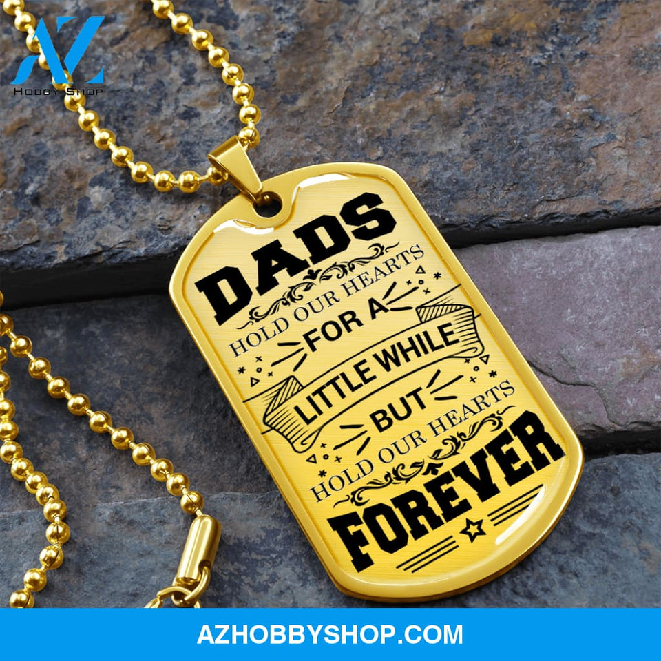 DADS Hold Our Hearts - Graphical Dog Tag & Ball chain (steel)